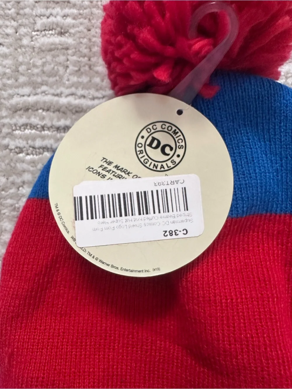 DC Comics Red and Blue Superman Pom Pom Beanie